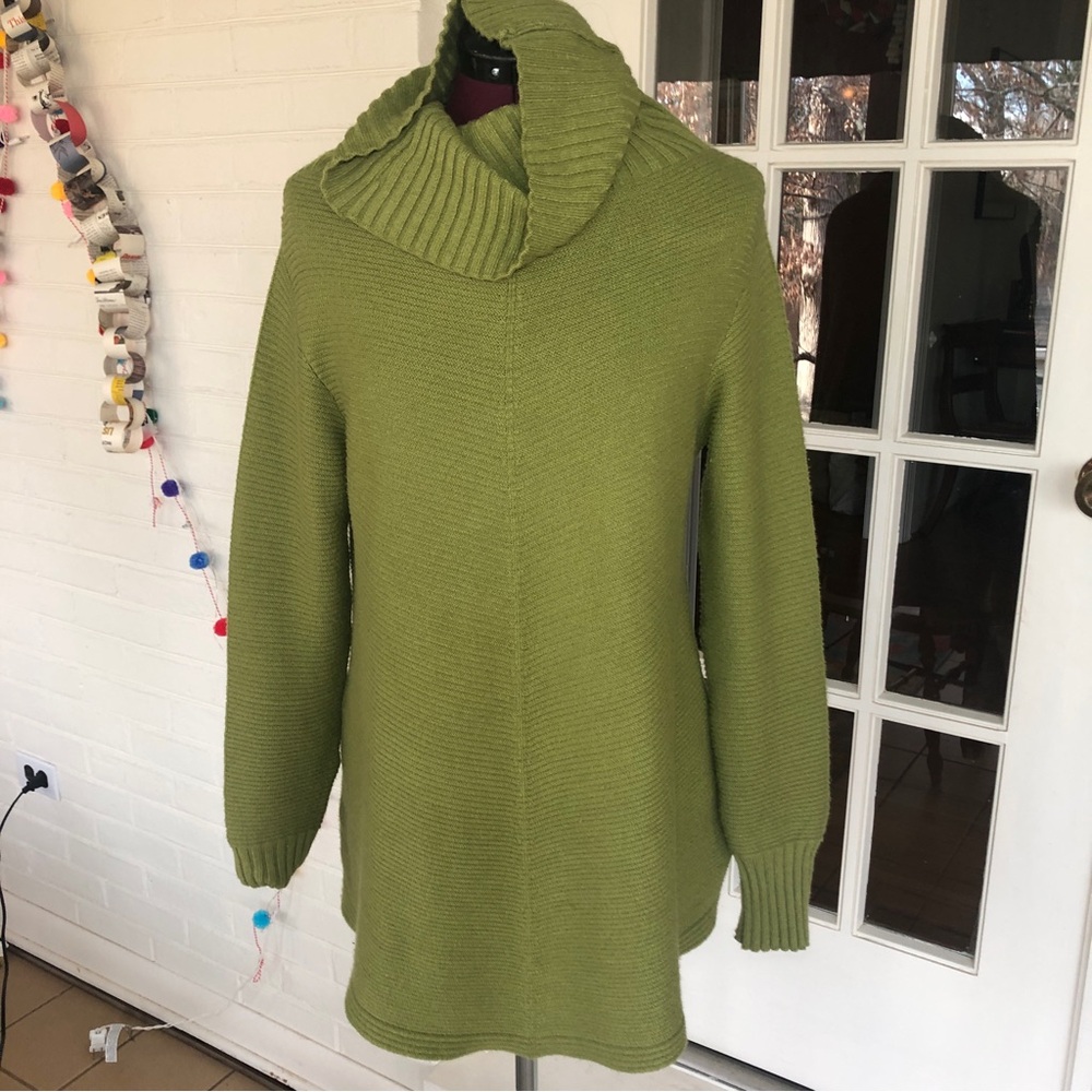 Renuar Green Cowl Neck Sweater Tunic Large - Picture 2 of 9